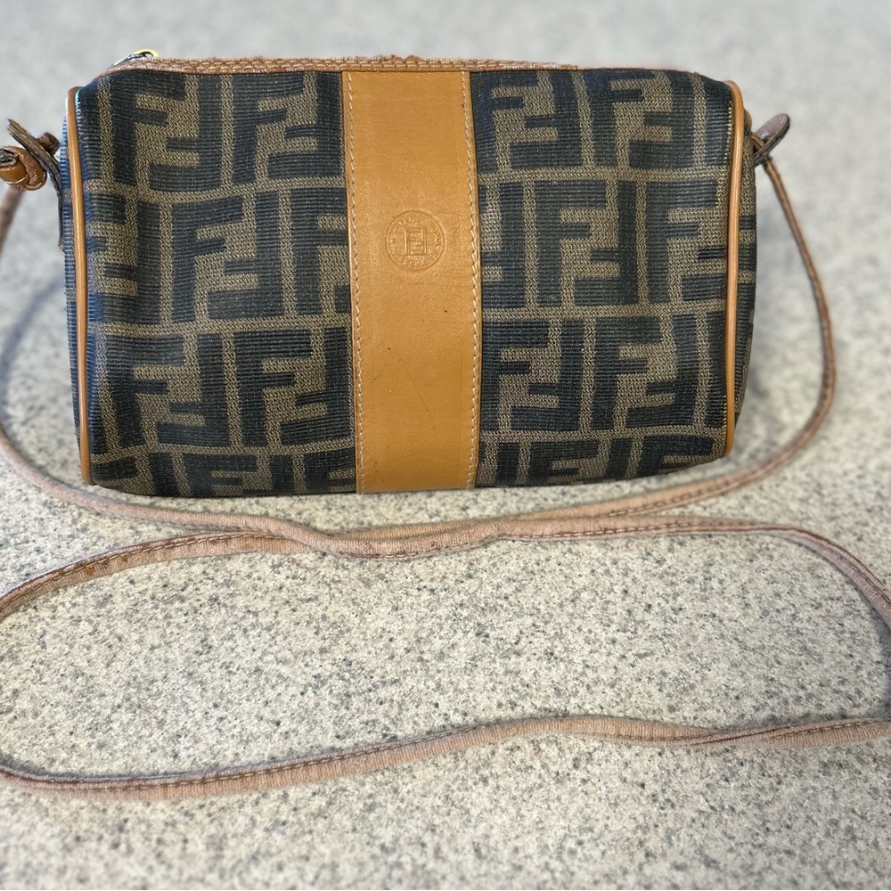 Authentic FENDI Vintage Black and Brown Crossbody Bag
